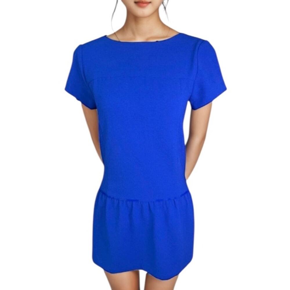 CO Blue drop waist Mini Dress preppy academia cosplay minimalist casual spring